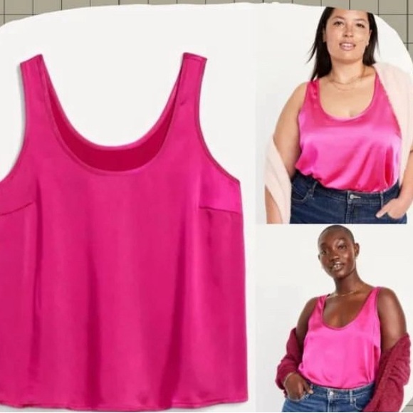 Old Navy fuchsia satin tank top size XL - Picture 1 of 3